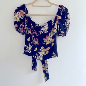 Reformation Sleeved Tie Back Top